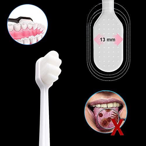 Kafeiya Cepillos de Dientes Suave[4 Piezas],Micro Nano Cepillo de Dientes Manual,de Cerdas Extra Suaves con 20,000 Cerdas Encías Frágiles Niños Adultos(Verde,Rosa,Blanco,Negro)