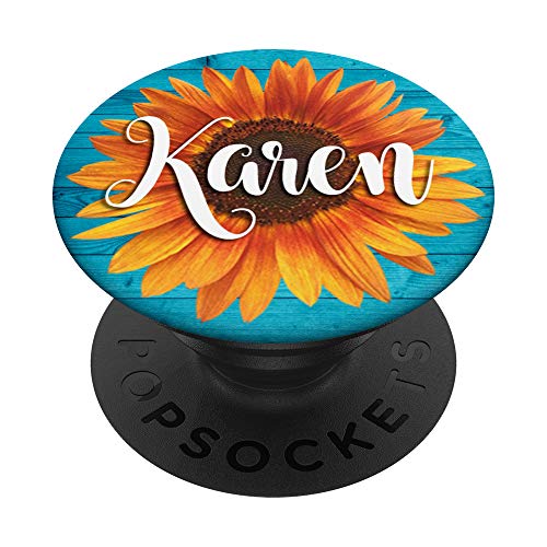 Karen Name Girasol-Aqua Regalo estético para mujeres y niñas PopSockets PopGrip Intercambiable