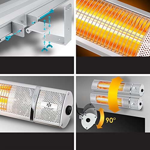 KESSER® calentador radiante de infrarrojos, IR-Multi, calentador radiante de cuarzo, calentador radiante de infrarrojos, calentador radiante de mesa cambiante, infrarrojos, 2000W con control remoto