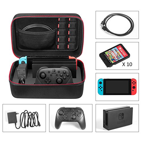 Keten Kit de Accesorios de Nintendo Switch 13 en 1, Incluye Funda de Viaje para Nintendo Switch/Funda de Interruptor Transparente, Soporte Ajustable, Protector de Pantalla HD (2 Unidades) (11351715)