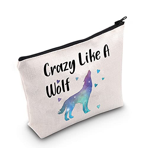 KEYCHIN Lobo Lover Regalo Aullando Lobo Regalo Lobo Chica Bolsa De Maquillaje Loco Como Un Lobo Bolsa De Cosméticos Con Cremallera, Crazy Like a Wolf-bag,