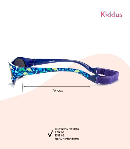 Kiddus Gafas de sol KIDS COMFORT para niña niño. A partir de 2 años. Filtro solar UV400. Banda ajustable y extraíble. Hechas de Goma. Resistentes a Impactos, Muy Flexibles.