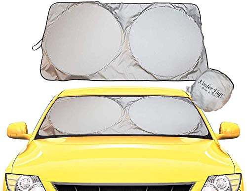 kinder Fluff Parasol para Parabrisas de Coche Plegable - La única Sombrilla Delantera de Automóvil Certificada Que Bloquea 99.87% de los Rayos UV - Mantiene su Vehículo Más Fresco (Estándar)