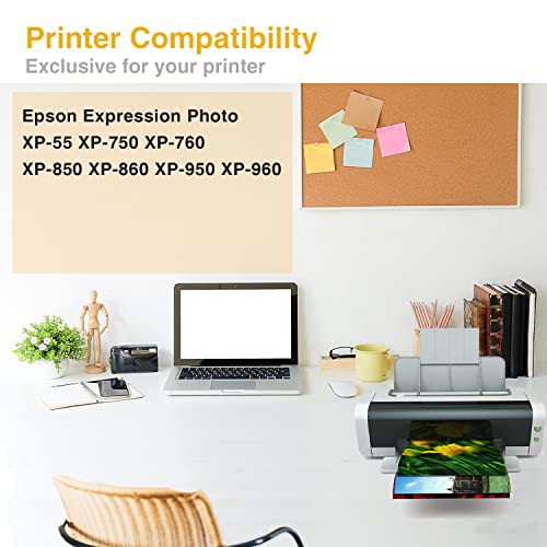 Kingjet Compatible con 24 24XL Cartuchos de Tinta reemplaz para Epson 24 XL para Epson Expression Photo XP-760 XP-55 XP-960 XP-860 XP-950 XP-750 16 Paquetes