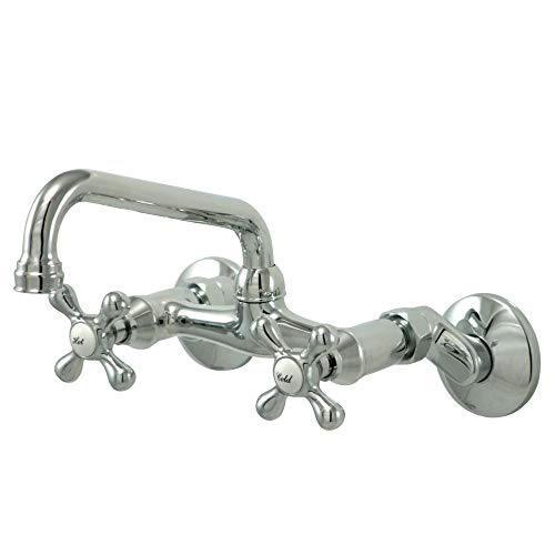 Kingston Brass KS213C Grifo de cocina victoriano para montaje en pared, 7 pulgadas, cromo pulido