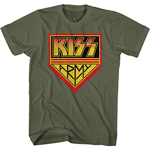 Kiss Rock Band Fan Army Logo Camiseta de manga corta para adulto, forro polar verde con licencia oficial de star wars silent one crew., Medium