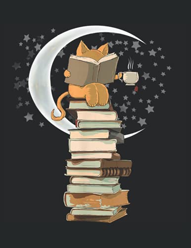 Kittens Cats tea and books gift reading by moonlight: Lined Journal for Book Lovers and Readers, Gifts for Bibliophiles and Bookworms