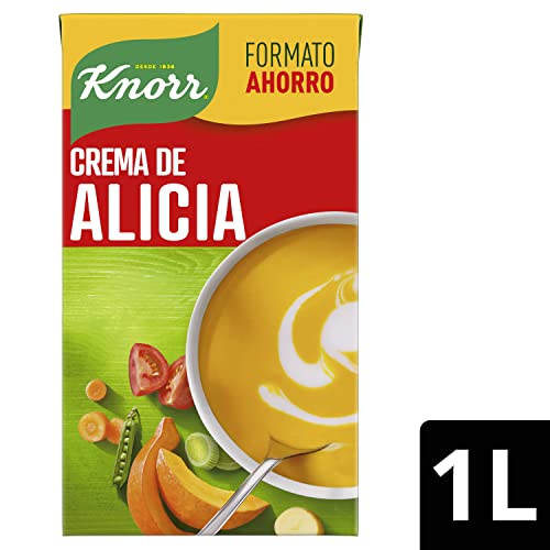 Knorr - Crema Alicia Calabaza, Zanahoria y Guisantes sin Conservantes ni Colorantes Artificiales, Pack of 8 x 1L