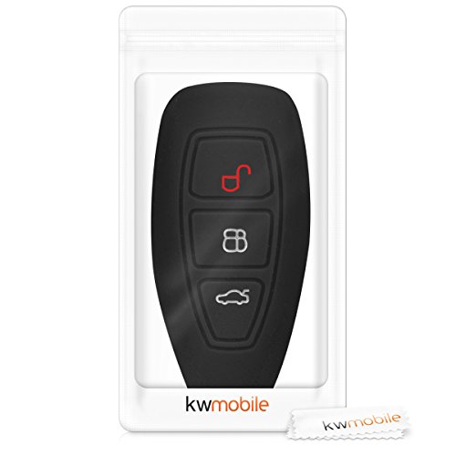 kwmobile Funda Compatible con Ford Llave de Coche Keyless Go de 3 Botones - Carcasa Protectora de Silicona para Llave de Coche - Case en Negro
