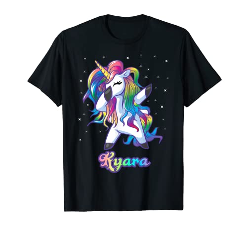 KYARA Dabbing unicornio arcoíris nombre personalizado Camiseta