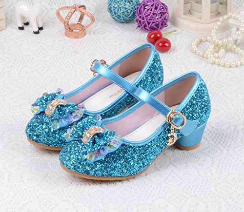 La Vogue Zapatos Zapatilla con Lentejuela Para Niña Princesa Fiesta Azul 28/Longitud Interior 18.5CM