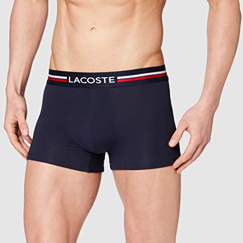 Lacoste 5H3413 Boxer Corto para Hombre, Marine/Blanc, M (Pack de 3)