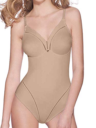 Lady Bella P6739 Body Reductor para Mujer en Copas D - Faja Moldeadora sin Aros, preformada, no Acolchada y sin Costuras - Body Interior de Doble Tela para un Vientre Plano (Beige, 95D)