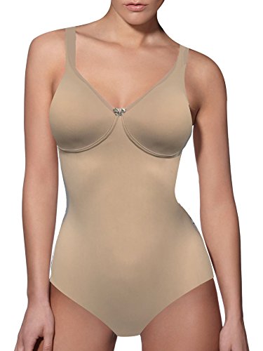 Lady Bella PA0785 Body Reductor para Mujer en Copas D - Faja Moldeadora sin Aros y sin Costuras - Body Interior de Microfibra Transpirable con Tirantes Anchos, Vientre Plano (Negro, 105D)