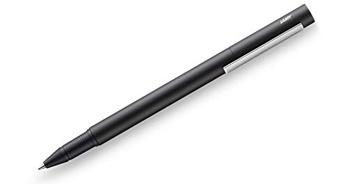 LAMY Pur 347 - Bolígrafo de aluminio en color negro mate con punta de metal y clip, acabado brillante, mina M 63 negra, trazo M M