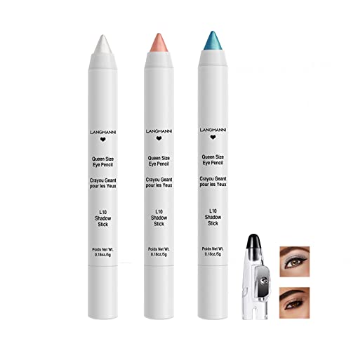 Lápiz de Sombra de Ojos, Barra de Dombra de Ojos Con Purpurina, Lápiz Metálico de 3 Colores Eyeshadow Stick en Crema, Larga Duración Resistente a la Decoloración (01)