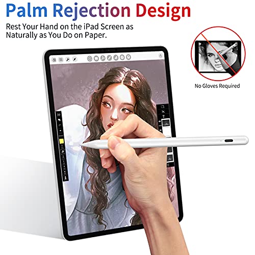 Lápiz para iPad 2018-2021, KINGONE Stylus Pen con Rechazo de Palma, iPad Pencil【Sin Demora/Detección de Inclinación】para iPad 6th-9th Gen, iPad Mini 5th/6th Gen, iPad Air 3th/4th, iPad Pro 11''/12,9''