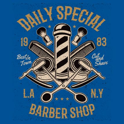 latostadora Camiseta Manga Corta Daily Special Barber Shop para Hombre - Azul Royal S - Ref. 2134213-P