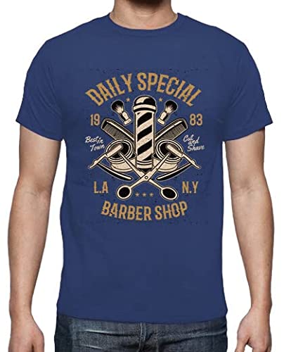 latostadora Camiseta Manga Corta Daily Special Barber Shop para Hombre - Azul Royal S - Ref. 2134213-P