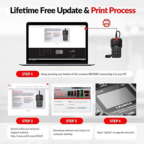 LAUNCH CR529 Interfaz de Diagnosis Code Reader OBD2 Lector y Apagado Luz de Error Motor Datos en Tiempo Real Emisiones Sensor O2 y Prueba EVAP