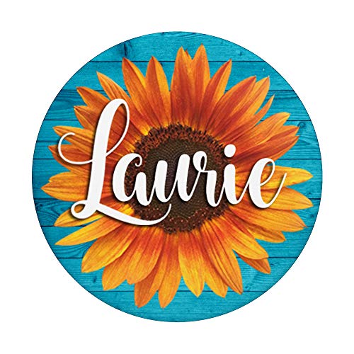 Laurie Nombre Sunflower-Aqua - Regalo estético para mujeres y niñas PopSockets PopGrip Intercambiable