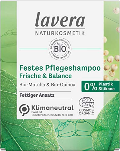 lavera, Champú de cuidado fijo, frescura equilibrada, sin siliconas, cosmética natural certificada, limpia rápidamente el cabello engrasado, proporciona 50 g, color blanco, limón/limón, 1 unidad.