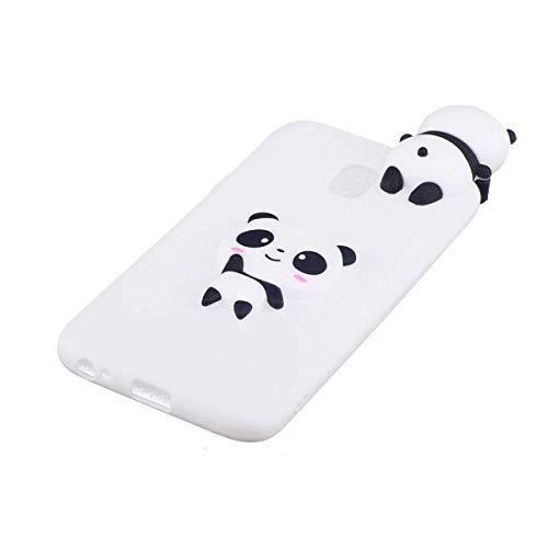 LAXIN Compatible with Samsung Galaxy J7 (2017) / J730 Case Silicone 3D Cute Pattern [White Panda] Girly Matte Cover Protective Ultra Thin Slim Bumper One Piece Shockproof for Girls Boys Men Women