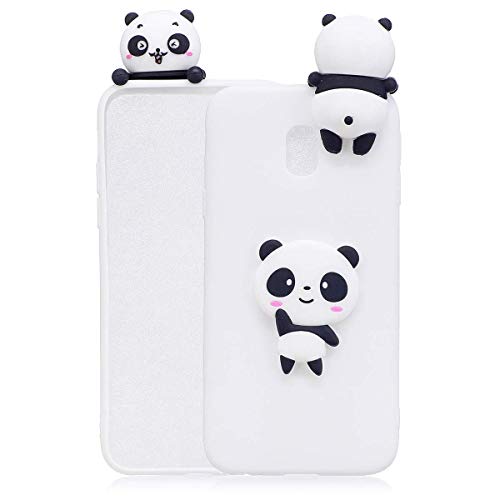 LAXIN Compatible with Samsung Galaxy J7 (2017) / J730 Case Silicone 3D Cute Pattern [White Panda] Girly Matte Cover Protective Ultra Thin Slim Bumper One Piece Shockproof for Girls Boys Men Women