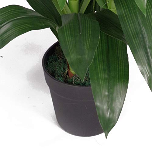 Leaf Planta de orquídea Artificial de 100 cm, Extra Grande en Maceta de plástico Negro, Rosa Oscuro