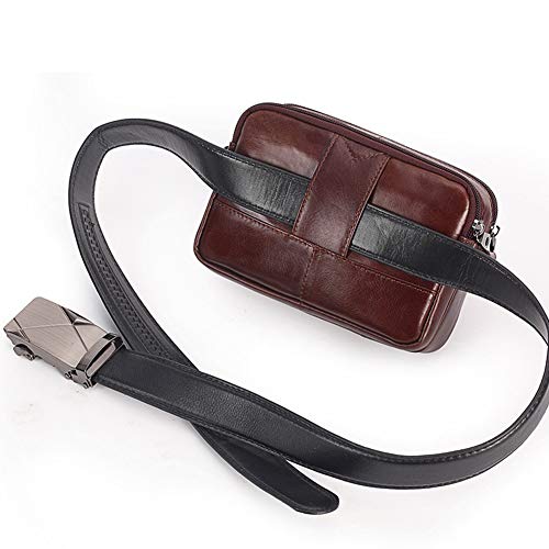 Leathario Bolso Cinturón de Piel Riñonera Pequeña Bolso Bandorela con Funda para 4-6 Pulgadas en Color Marrón 02