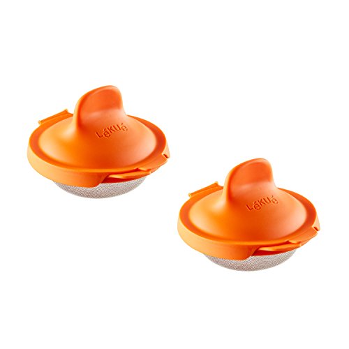 Lékué Pack Escalfador de Huevos, Acero Inoxidable, Naranja, 9,3 x 11 x 7,5 cm, 2 Unidades