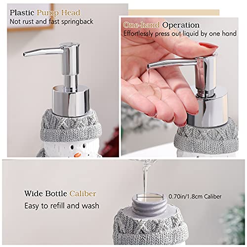 Lewondr Botella Dispensadora de Jabón de Resina, 250ml Bonito Dispensador de Jabón en Forma de Muñeco de Nieve, Dispensador de Mano Decorativo para Almacenar Jabón Líquido Champú Gel de Ducha, Blanco