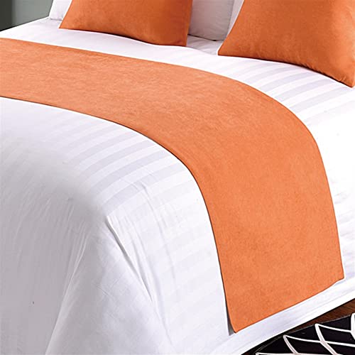 LHZHG Camino de Cama Bufanda de Fibra Química, Protector de Cama, bligero, Duradero, ufanda Decorativa para recámara, Hotel, Sala de Boda (Color : Orange, Size : 50x240cm (for 1.8m Bed))