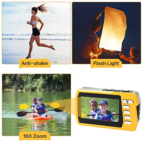 Lincom Camara Acuatica Camara de Fotos Acuatica 2.7K Cámara Full HD 48.0 MP con Pantalla Dual para Selfie Camaras Acuatica Submergible Resistente