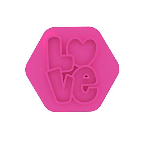 LissieLou Sello para galletas con texto en inglés "Love in Bubble", diseño de corazón, color rosa claro