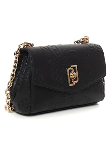 Liu Jo - Bolso bandolera para mujer, con logo frontal, color negro, modelo LIUAF1079 E0053, Negro,