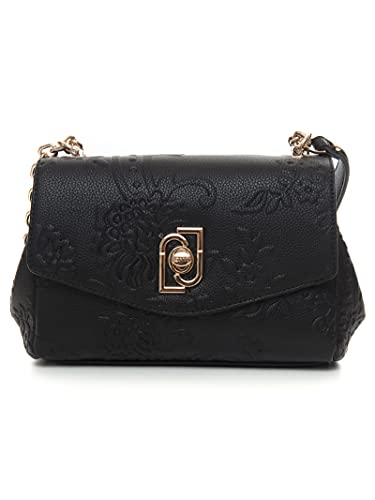 Liu Jo - Bolso bandolera para mujer, con logo frontal, color negro, modelo LIUAF1079 E0053, Negro,