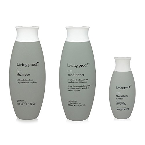Living Proof - Full Shampoo 8 Oz - Full Conditioner 8 Oz - Full Thickening Crme 3.7 Oz - THREE ITEM Combo Pack - Volumizing Hair Products by Living Proof