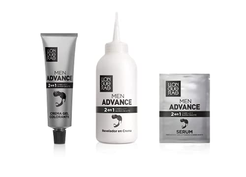 Llongueras Men Advance Tinte de Cabello Hombre, 2 en 1 Cabello, Barba y Bigote (#2 Moreno)