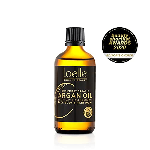 Loelle - Aceite de Argán 100% Puro, Prensado en Frío - Aceites de Argán Orgánico para Cabello, Cara y Manos - Aceite Corporal Hidratante Vegano Rico en Vitamina E - Selecto a mano en Marruecos (100ml)