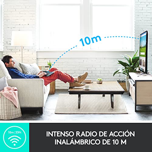 Logitech K400 Teclado Táctil Inalámbrico Plus para TV con un Control Multimedia y Panel Táctil, Teclado HTPC para TV conectada a PC, Windows, Android, Chrome OS, Portátil, QWERTY Español - Negro