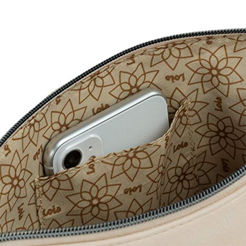 Lois - Bolso Mujer Bandolera de Piel Sintética PU. Bolso de Marca LOIS. Cadena Ajustable. Bolsillos Delantero y Trasero con Cremallera. 310779, Color Beige