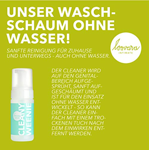 Loovara PENIS CLEANER | higiene íntima para hombres – espuma para lavado en seco en festivales, de acampada o en un apuro - para las zonas íntimas sensibles del hombre - con Aloe Vera y Panthenol