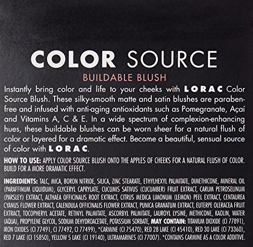 LORAC Color Source Buildable Blush Infrared, Colorete en Polvo, Acabado Sedoso, Mate y Satinado, Colorete para un Maquillaje Profesional, Tono Burdeos