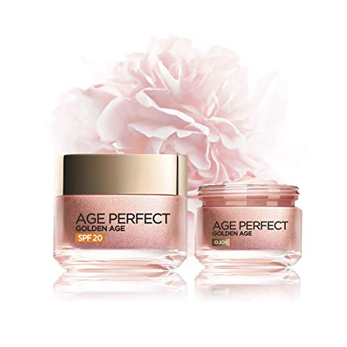 L'Oréal Paris Age Perfect Golden Age Set de Crema de Día Rosa con Protección Solar SPF 20 y Contorno de Ojos Antiojeras, Antiarrugas y Luminosidad, Pieles Maduras y Apagadas, 50 ml y 15 ml