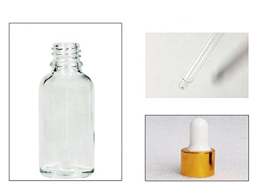 Lote de 4 cuentagotas de cristal, para aceites esenciales, perfumes, líquidos para los ojos, cosméticos y más, con pipeta de cristal (transparentes) 30 ml transparente