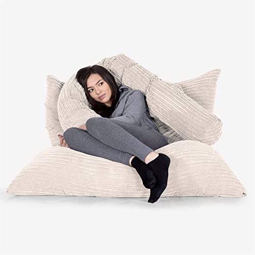 Lounge Pug®, Puff Gigante Cama XL, Pana Clásica - Crema