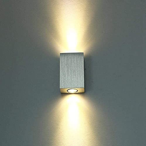 Louvra Apliques de Pared Lámpara de Pared en Moda de Puro Aluminio 2 LED 6 W, Iluminación de Pasillo, Entrada, Dormitorio, Decoración Hogar, Blanco Cálido