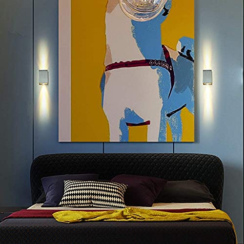 Louvra Apliques de Pared Lámpara de Pared en Moda de Puro Aluminio 2 LED 6 W, Iluminación de Pasillo, Entrada, Dormitorio, Decoración Hogar, Blanco Cálido