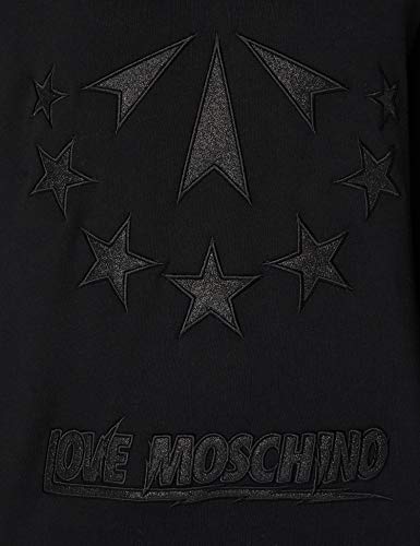 Love Moschino Long Sleeve Fleece Hooded Dress_Sparkling Logo Vestido Casual, Negro, 38 para Hombre